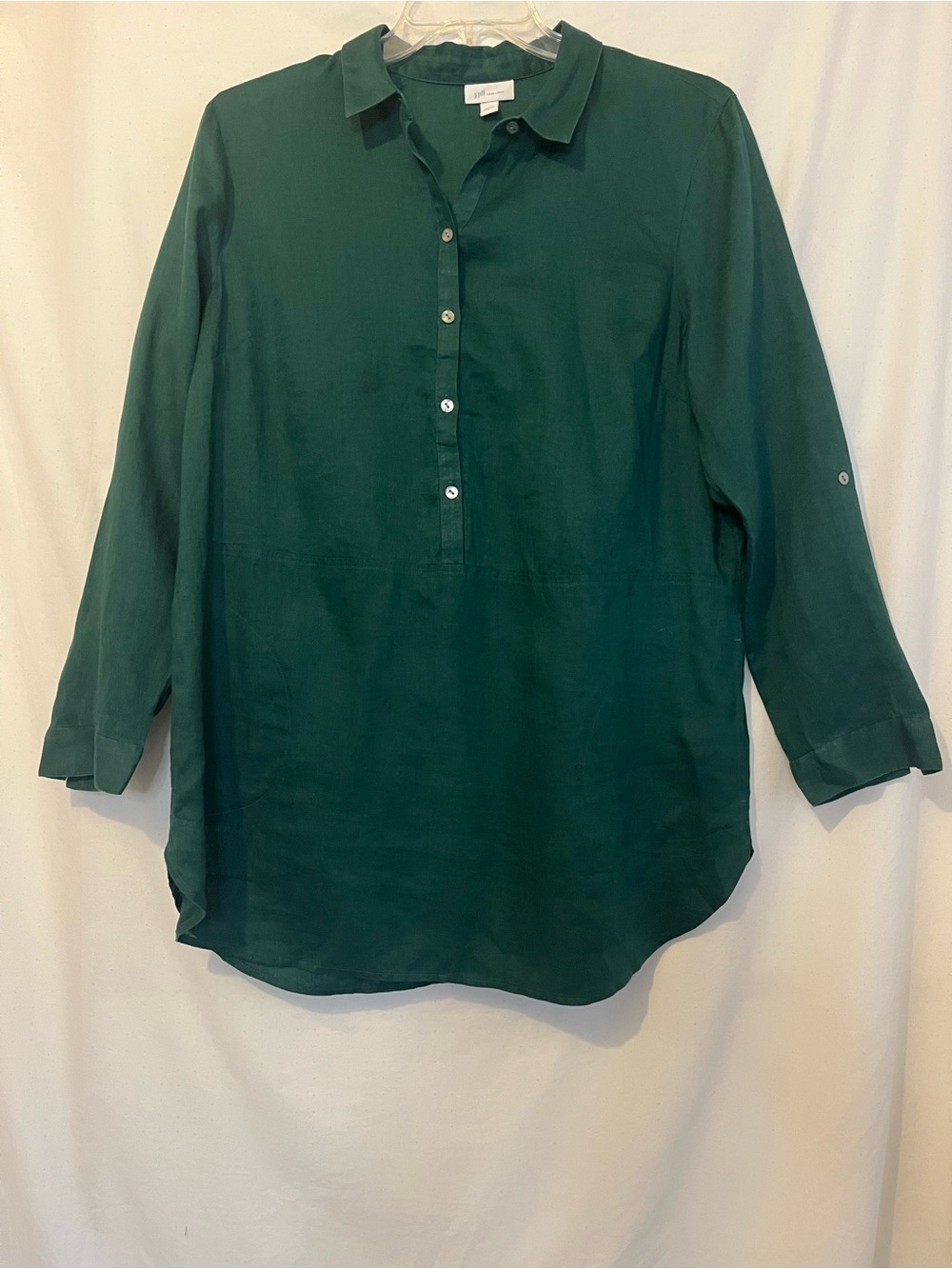 J. Jill Deep Green Button-Front Casual Shirt